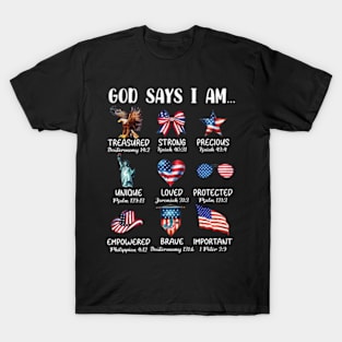 Coquette God Says I Am 4th of July, Christian 4th of july, America, Blessed, Independence Day T-Shirt